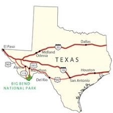 Texas Map highlighting Big Bend